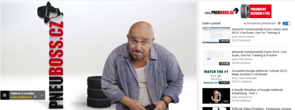 Zdenek Izer videoreklama Pneuboss.cz na YouTube