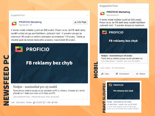 Reklama na Facebooku – newsfeed, mobil, pravý sloupec