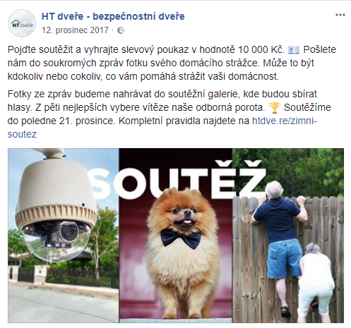 Vyhlášení soutěže Facebook HT dveře