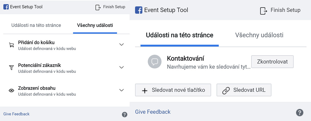 Event Setup Tool pro nastavení Pixelu