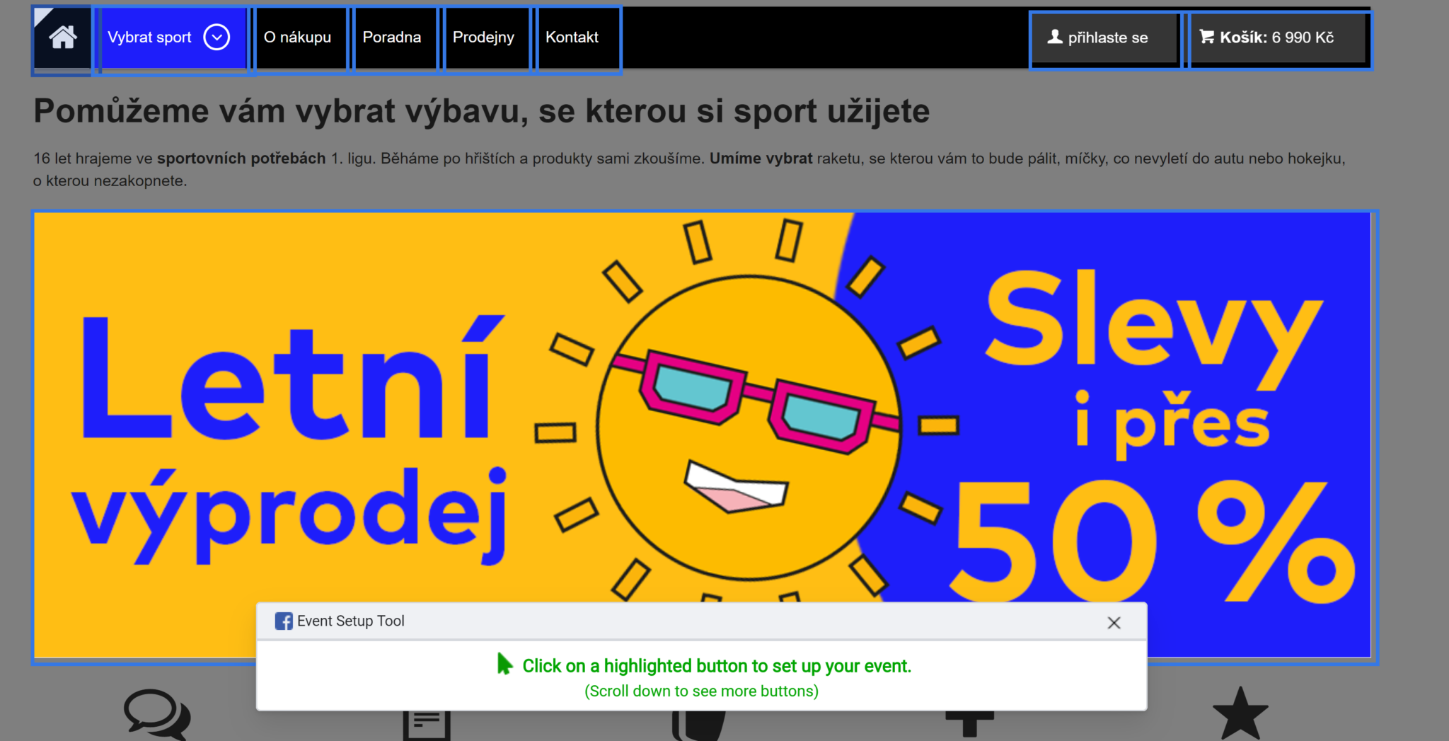 Vlastní nastavení události