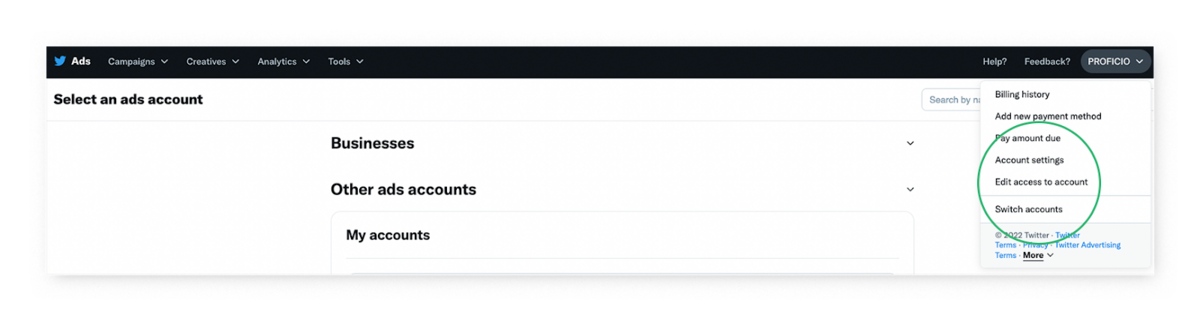 Twitter settings
